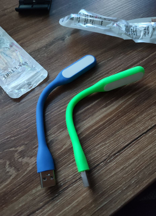 Гнучка LED USB лампа , зелена, синя