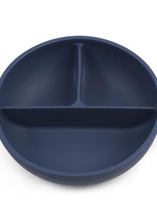 Глубокая трехсекционая силиконовая тарелка Y10 Синий v-11077