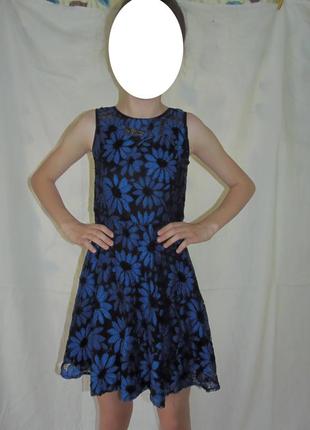 Красивое синее платье на 10-11 лет