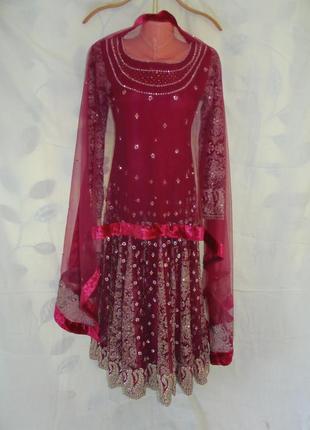 Индийское,восточное платье + шаль р.xs-s