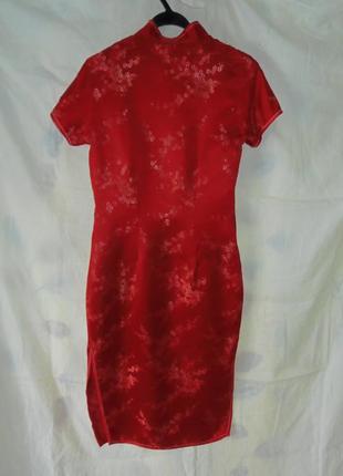 Червона китайська сукня,ципао р. xs-s