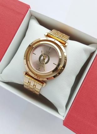 Наручные часы женские в золотые с розовым циферблатом