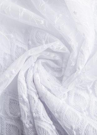 Ткань тюль сетка с вышивкой v-057 белая