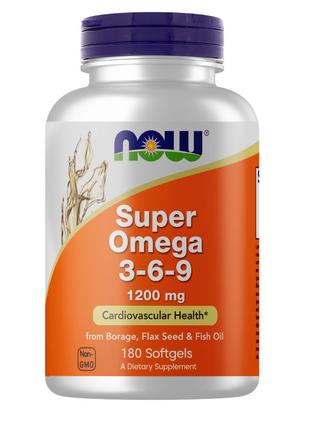 Жирные кислоты NOW Super Omega 3-6-9 1200 mg, 180 капсул