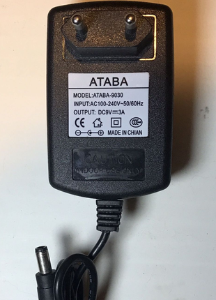 Новий Блок живлення ATABA 9V / 3A (5.5x2.1mm)