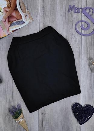 Женская чёрная классическая юбка с подкладкой шерсть размер l