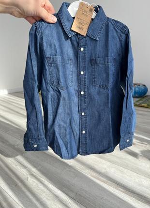 Джинсовая рубашка для мальчика 4-5р классическая джинсовая руб...