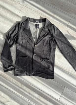 Серый трикотажный пиджак для подростка 15-16р пиджак для школы