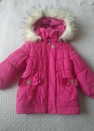 Термо курточка для девочки зимняя с капюшоном пальто удлиненна...