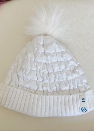 Зимова шапка з натуральним помпоном стьогана лот #208