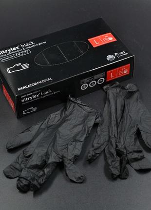 Перчатки нитриловые "NITRYLEX" / черные / без пудры / не стери...
