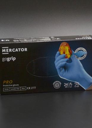 Перчатки нитриловые "MERCATOR" / синие / без пудры / не стерил...