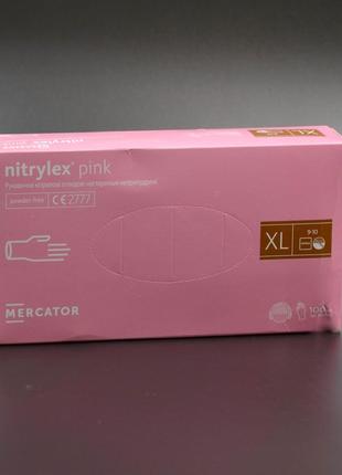 Перчатки нитриловые "NITRYLEX" / розовые / без пудры / не стер...