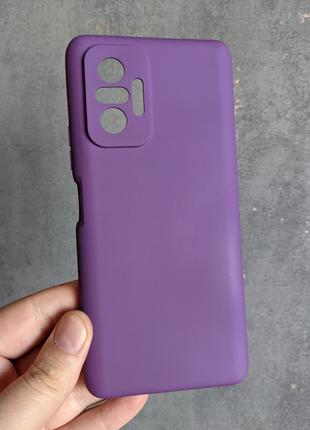 Силиконовый чехол для Xiaomi Redmi Note 10 Pro Фиолетовый микр...