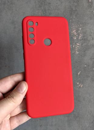 Силиконовый чехол для Xiaomi Redmi Note 8T Красный с микрофибр...
