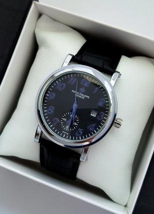 Мужские наручные часы серебристого цвета с черным циферблатом ...