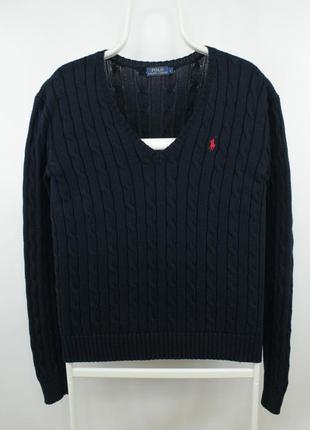 Стильный хлопковый свитер polo ralph lauren cable-knit blue co...