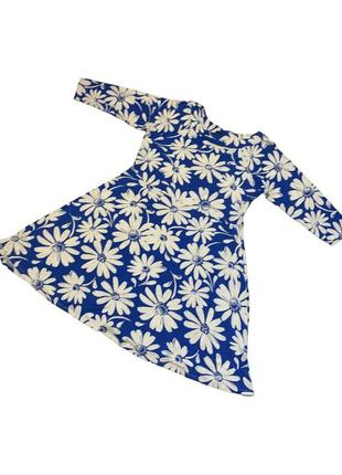 Платье синие с белым цветочным принтом вискоза плюс сайз