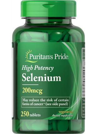 Витамины и минералы Puritan's Pride Selenium 200 mcg, 250 табл...