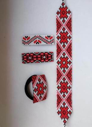 Резинка (резинка) для волос в украинском стиле. вышиванка.