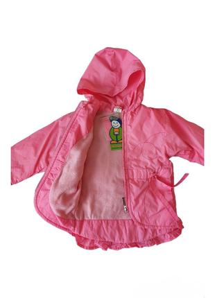 Дитяча вітровка для дівчинки, куртка з капюшоном, рожева, на ф...