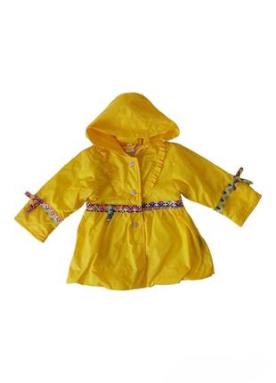 Детская ветровка для девочки, куртка с капюшоном, желтая, на ф...