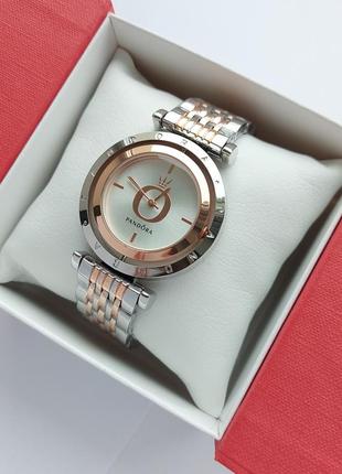Наручные женские часы в серебре с розовым золотом