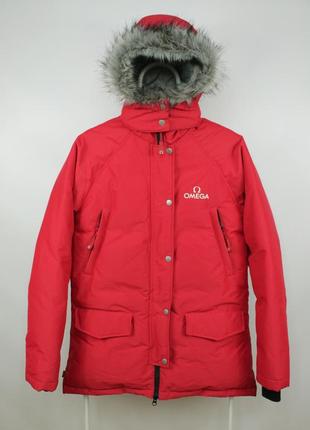 Очень теплая куртка пуховик omega red down puffer women's park...