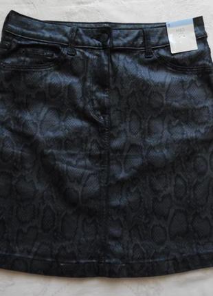 Юбка джинс с покрытием «змеиная кожа» marks&spencer размер 8 (...