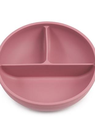 Глубокая трехсекционая силиконовая тарелка Y19 Розовый n-11086
