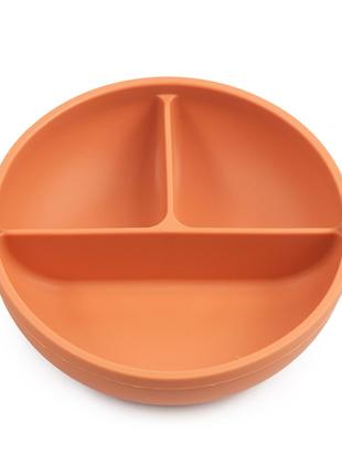 Глубокая трехсекционая силиконовая тарелка Y25 Оранжевый n-11092