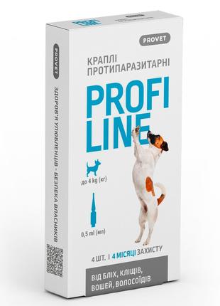 Краплі Provet Profiline від бліх та кліщів для собак до 4кг, 4...