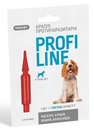 Краплі Provet Profiline від бліх та кліщів для собак 4-10кг, 1...