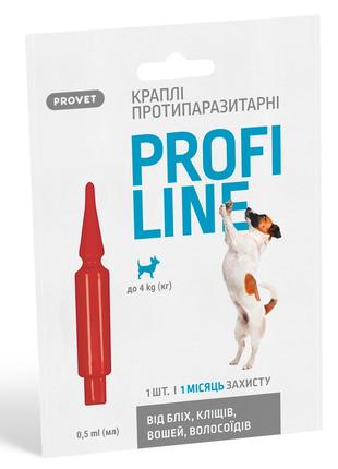 Краплі Provet Profiline від бліх та кліщів для собак до 4кг, 1...