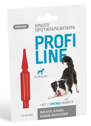 Краплі Provet Profiline від бліх та кліщів для собак 10-20кг, ...