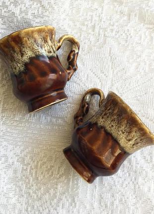 Набор 2 шт кофейных чашек керамика майолика гуцульская винтаж