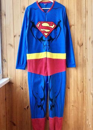 Кигуруми супермен пижама слип человечек костюм комбинезон флис