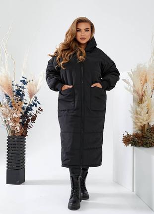 Женская тёплая зимняя куртка черного цвета р.50/52 339761