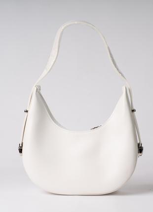 Женская сумка белая сумка полукруг полумесяц белая сумочка