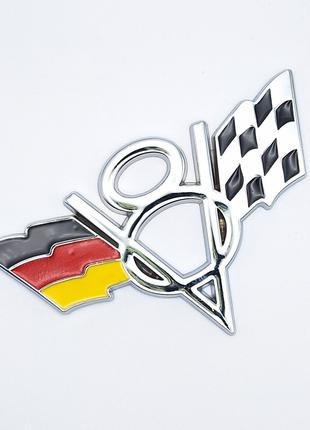 Эмблема V8 флаг Германии, (хром)