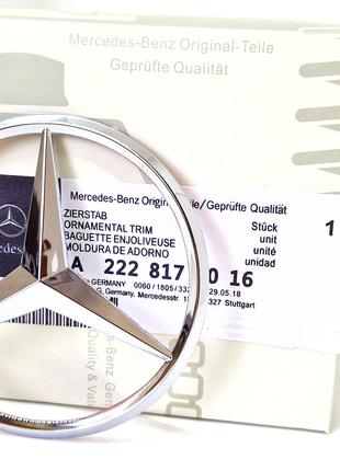 Эмблема Mercedes A2228170016 W222 New-S series Хром
