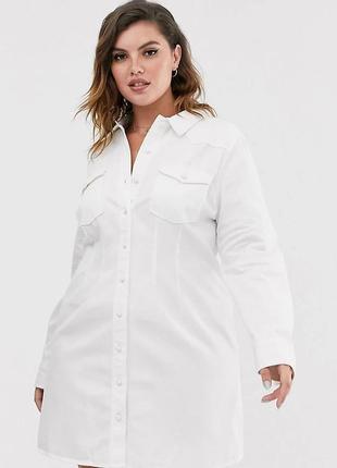 Джинсове плаття-сорочка asos design 18 (l) білий