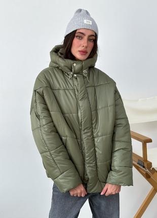 Теплая зимняя куртка хаки