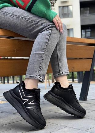 Черные кроссовки, зимние кроссовки, женские черные кроссовки