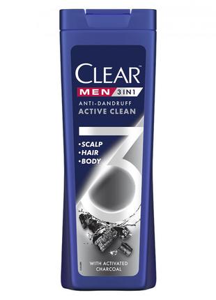 Шампунь Clear 3 в 1 С активированным углем для мужчин 360 мл (...