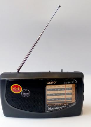 Автономний радіо приймач 5-хвильовий Чорний Kipo-308