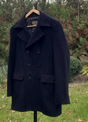 Черное удлиненное пальто с шерстью