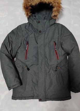 Зимова куртка курточка удлиненная на мальчика 134-150