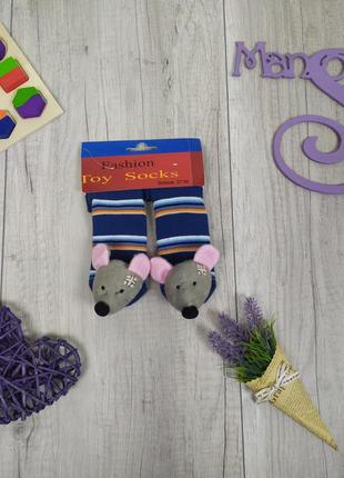 Дитячі шкарпетки fashion з 3d нашивкою мишки смужка розмір 27/...
