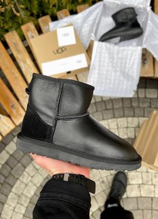 Угги ugg classic mini black leather